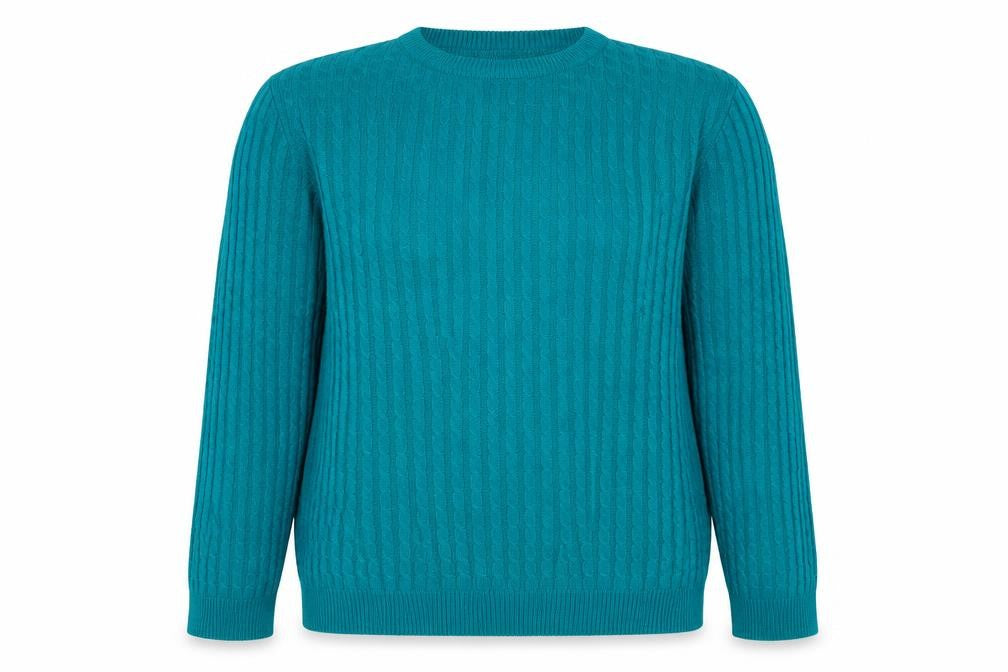 Front view of Classic Women's Green Cable-Knit jumper M