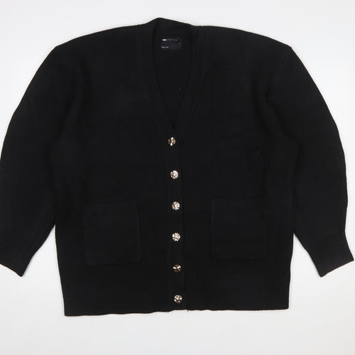 ASOS DESIGN Women's Black V-Neck Button Cardigan Size S