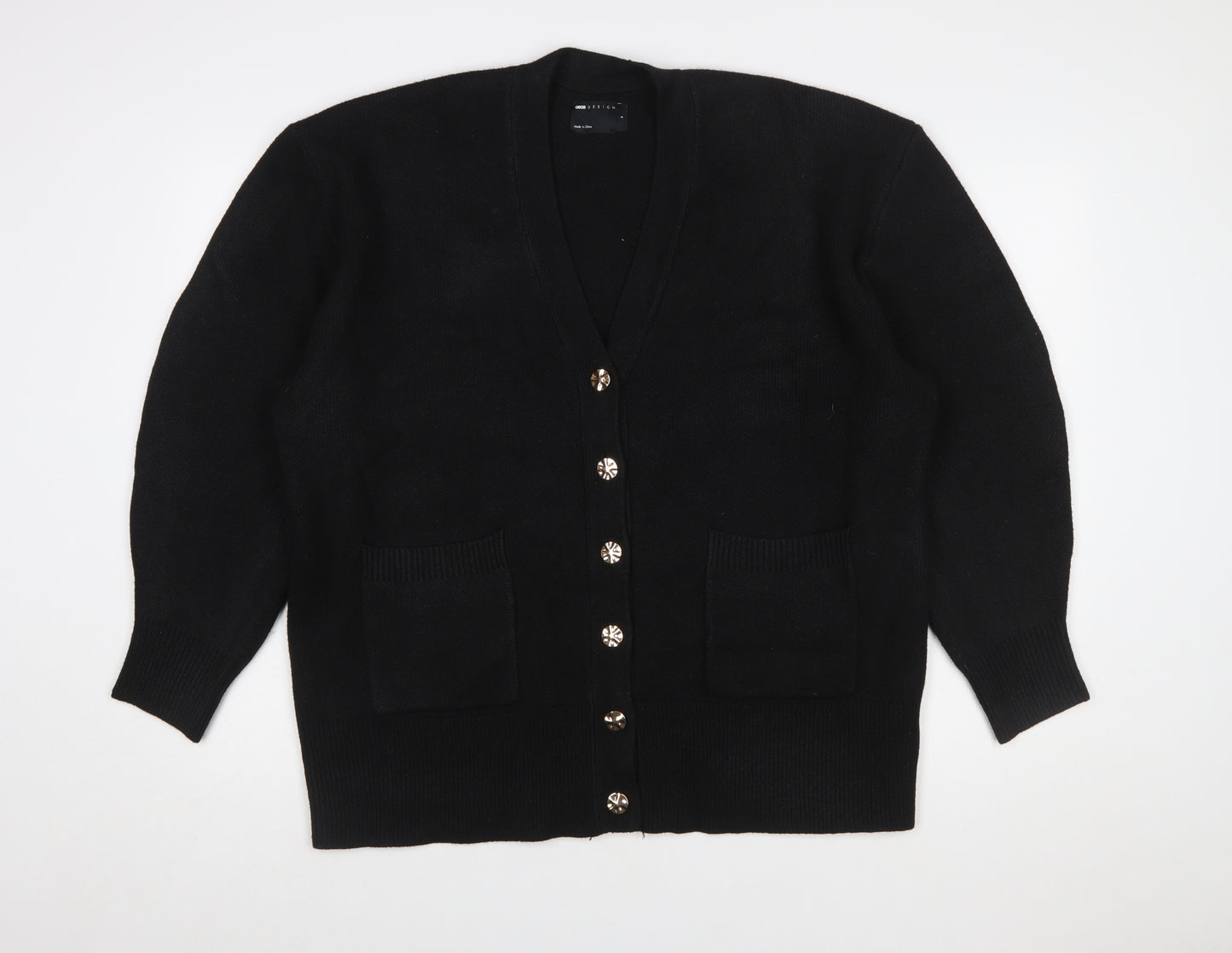 ASOS DESIGN Women's Black V-Neck Button Cardigan Size S