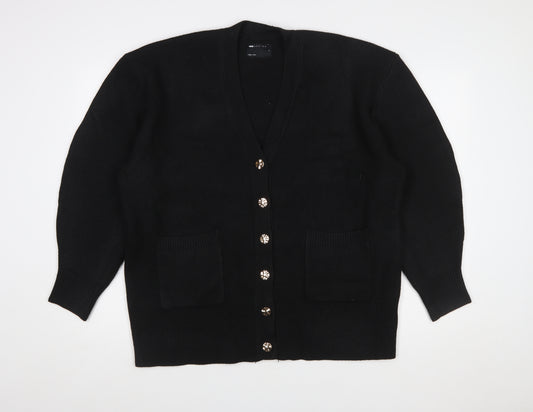 ASOS DESIGN Women's Black V-Neck Button Cardigan Size S