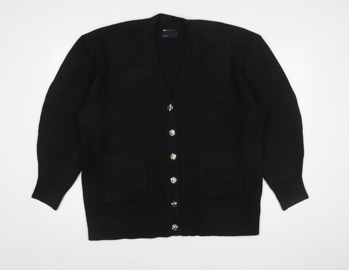 ASOS DESIGN Women's Black V-Neck Button Cardigan Size S