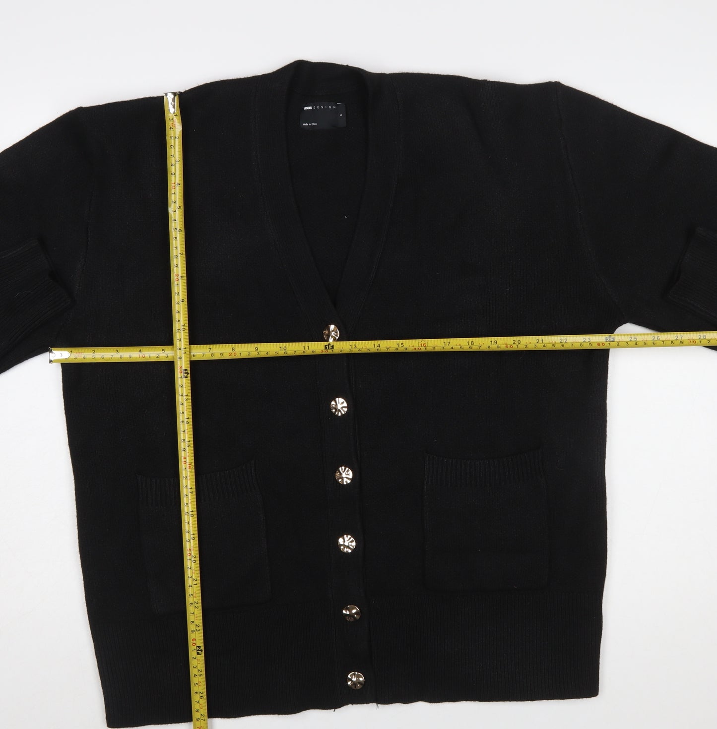 ASOS DESIGN Women's Black V-Neck Button Cardigan Size S