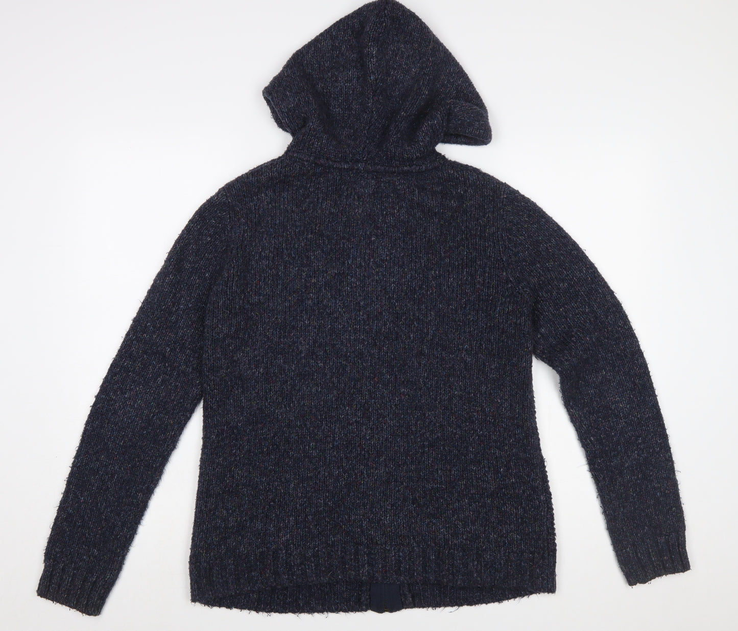 Fat Face Women's Navy Hooded Cable-Knit Full Zip Cardigan Size 12