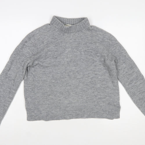 Whistles Women’s Grey Mock Neck Wool Blend Pullover Jumper M