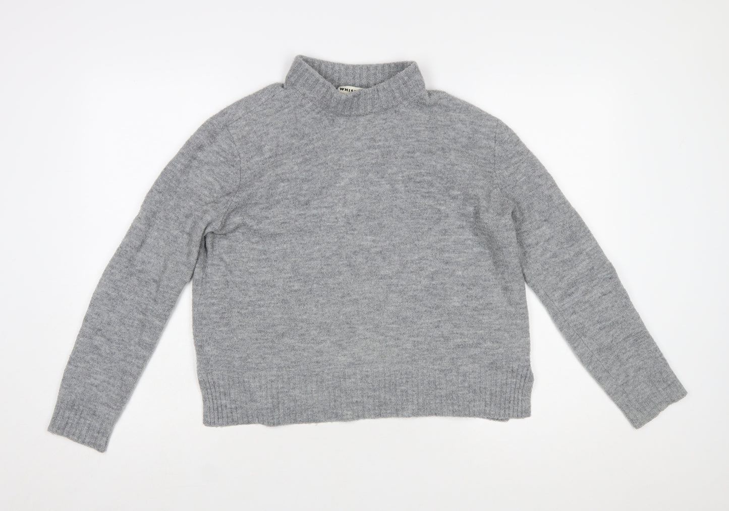 Whistles Women’s Grey Mock Neck Wool Blend Pullover Jumper M