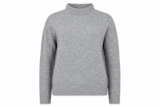 Front view of Whistles Women’s Grey Mock Neck Wool Blend jumper M