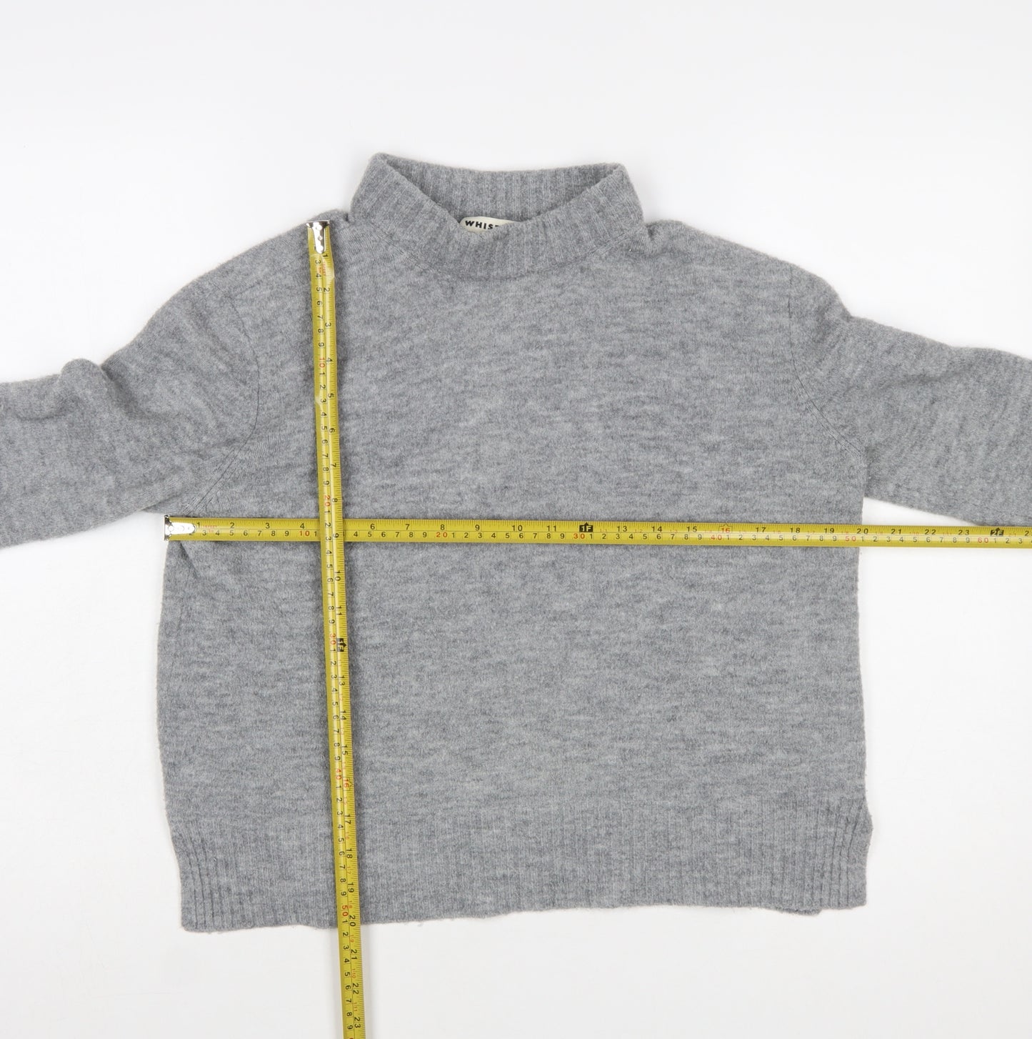 Whistles Women’s Grey Mock Neck Wool Blend Pullover Jumper M