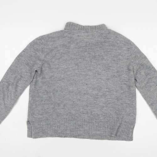 Whistles Women’s Grey Mock Neck Wool Blend Pullover Jumper M