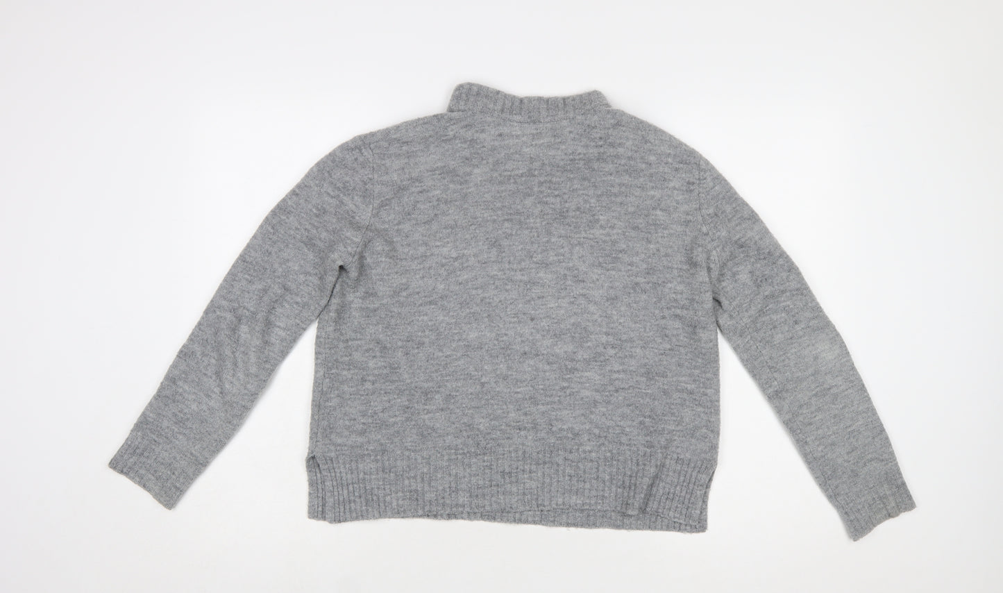 Whistles Women’s Grey Mock Neck Wool Blend Pullover Jumper M