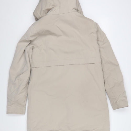 Elvine Womens Beige Long Hooded Parka Coat Size S