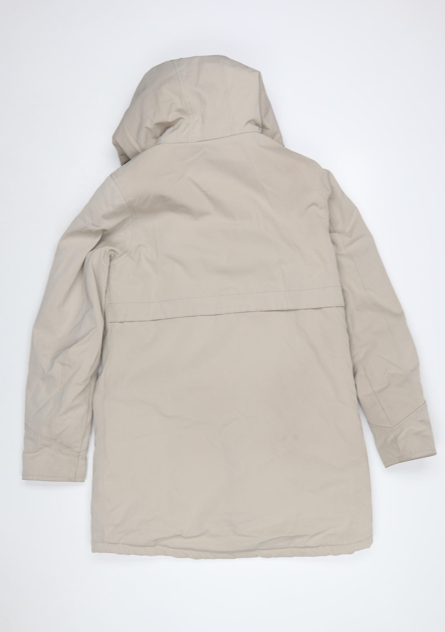 Elvine Womens Beige Long Hooded Parka Coat Size S