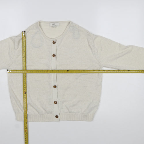 Marks and Spencer Women Ivory Cotton Blend Button Cardigan Size S