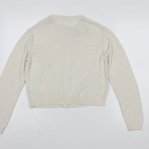 Marks and Spencer Women Ivory Cotton Blend Button Cardigan Size S