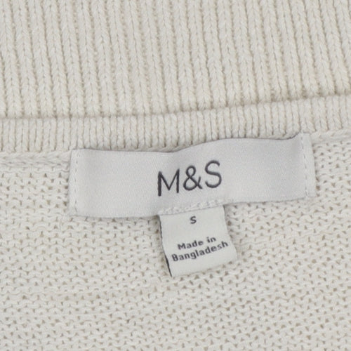 Marks and Spencer Women Ivory Cotton Blend Button Cardigan Size S