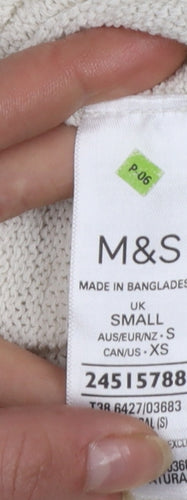 Marks and Spencer Women Ivory Cotton Blend Button Cardigan Size S