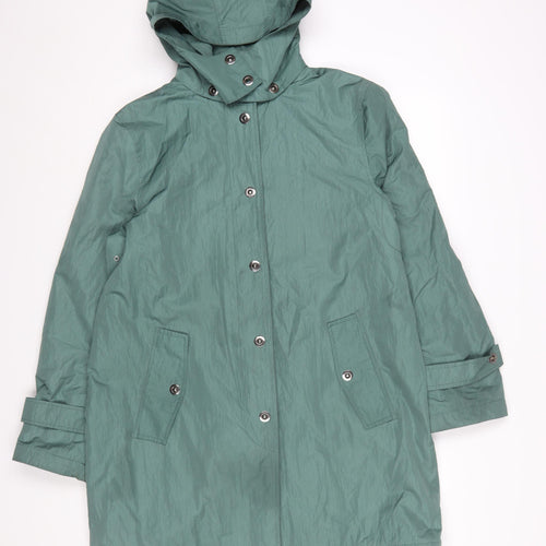 Four Seasons London Women's Green Hooded Long Rain Coat Size L