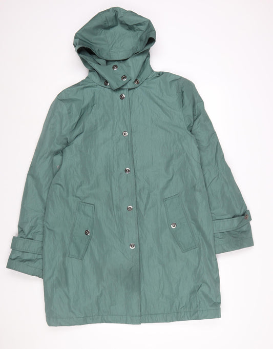 Four Seasons London Women's Green Hooded Long Rain Coat Size L