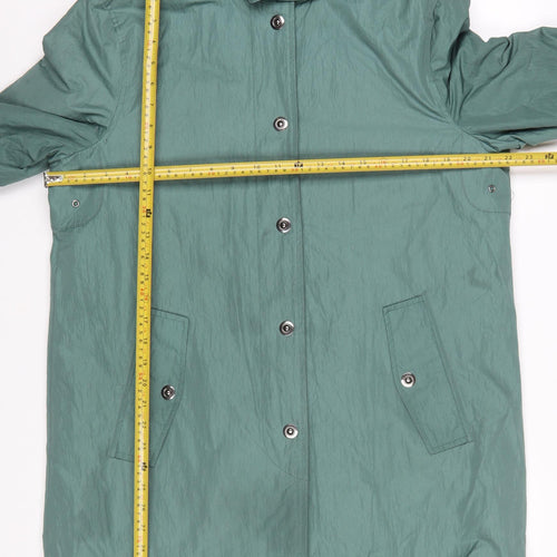 Four Seasons London Women's Green Hooded Long Rain Coat Size L