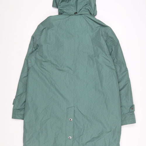 Four Seasons London Women's Green Hooded Long Rain Coat Size L