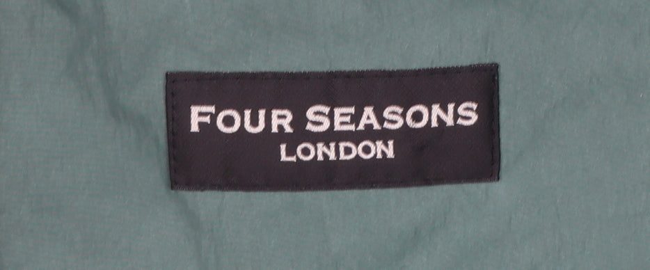 Four Seasons London Women's Green Hooded Long Rain Coat Size L