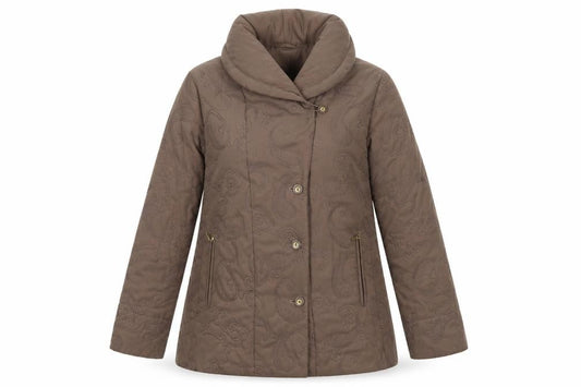 Front view of Eastex Women’s Brown Quilted Mid-Length Jacket UK 10 Regular Fit