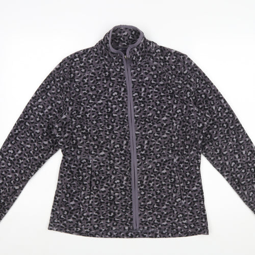 Marks and Spencer Womens Grey Animal Print Fleece Zip Jacket Size 12