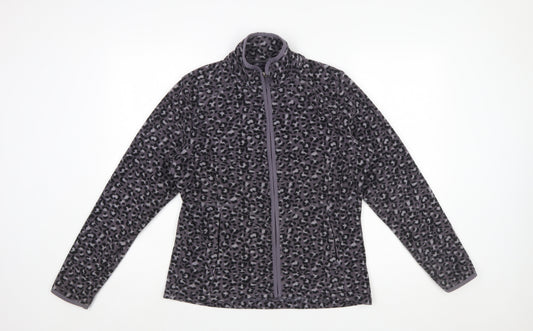 Marks and Spencer Womens Grey Animal Print Fleece Zip Jacket Size 12