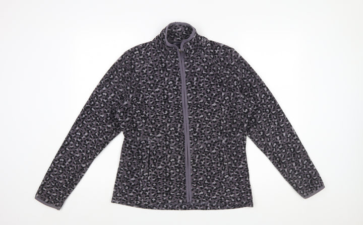 Marks and Spencer Womens Grey Animal Print Fleece Zip Jacket Size 12