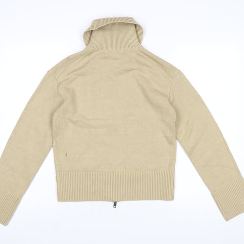 Marks and Spencer Women Beige XS Full Zip High Neck Jumper