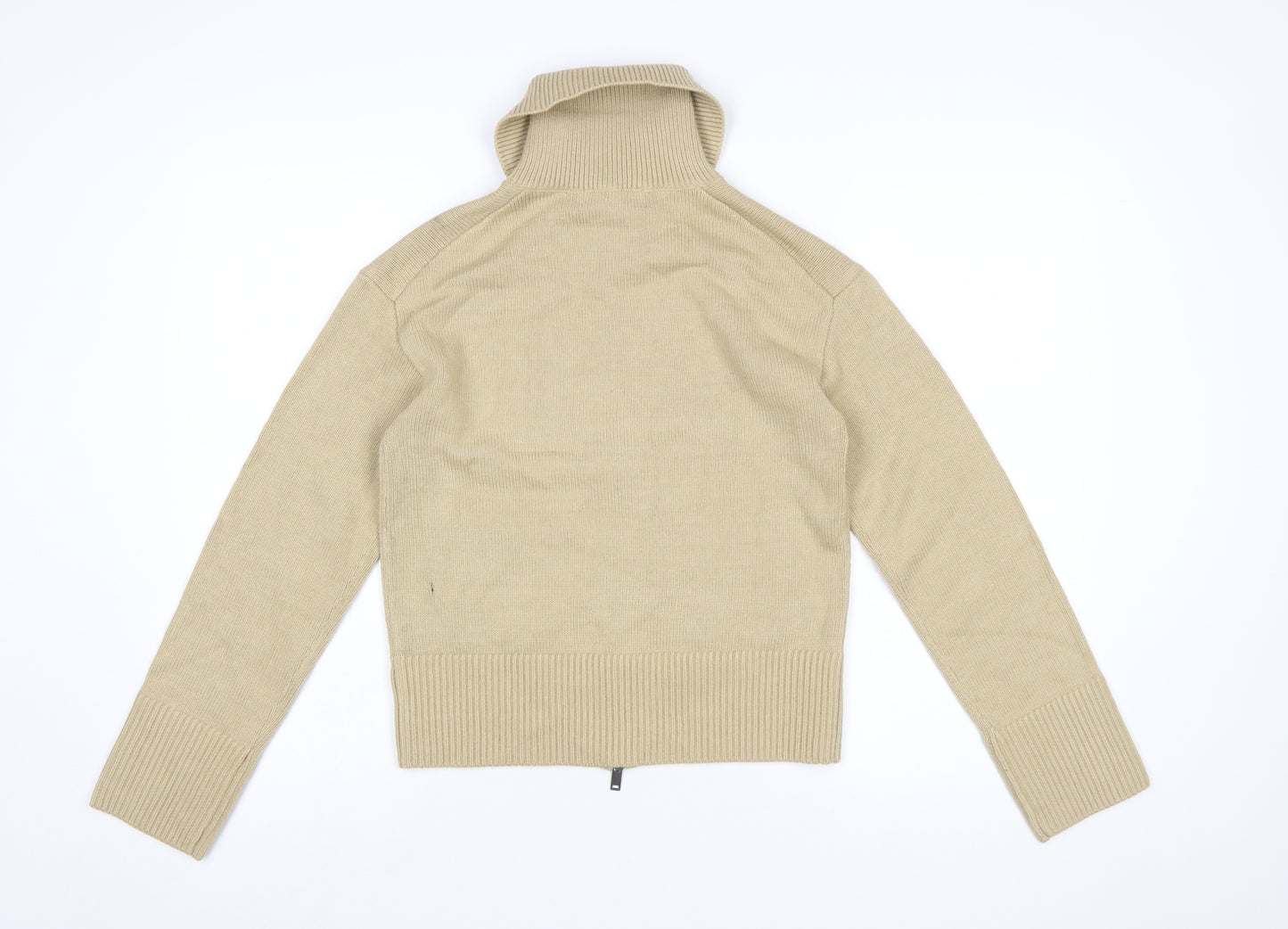 Marks and Spencer Women Beige XS Full Zip High Neck Jumper