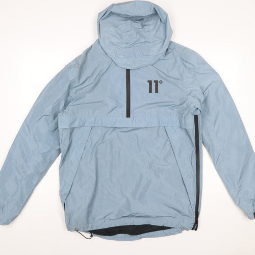 11 Degrees Men Blue Hooded Windbreaker Jacket Size M