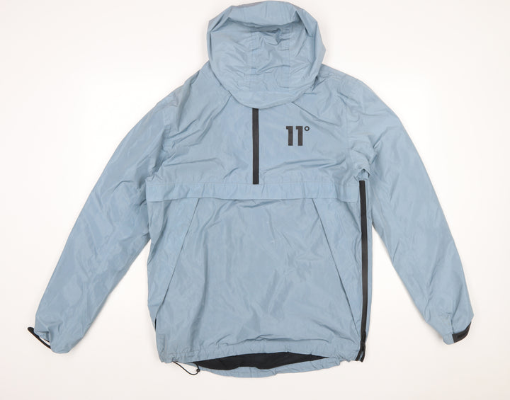 11 Degrees Men Blue Hooded Windbreaker Jacket Size M