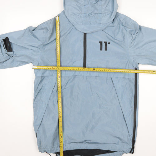 11 Degrees Men Blue Hooded Windbreaker Jacket Size M