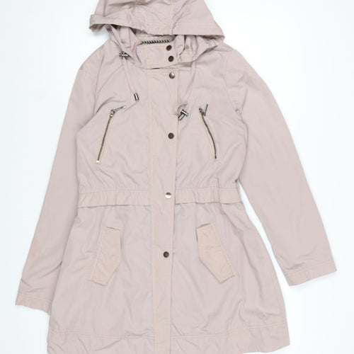 Principles by Ben de Lisi Women's Beige Parka Coat Size 12 Hooded Mid-Length