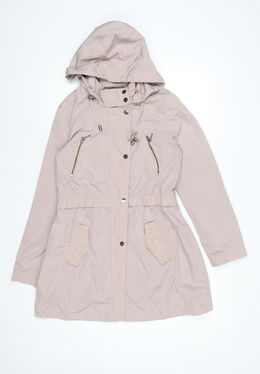 Principles by Ben de Lisi Women's Beige Parka Coat Size 12 Hooded Mid-Length