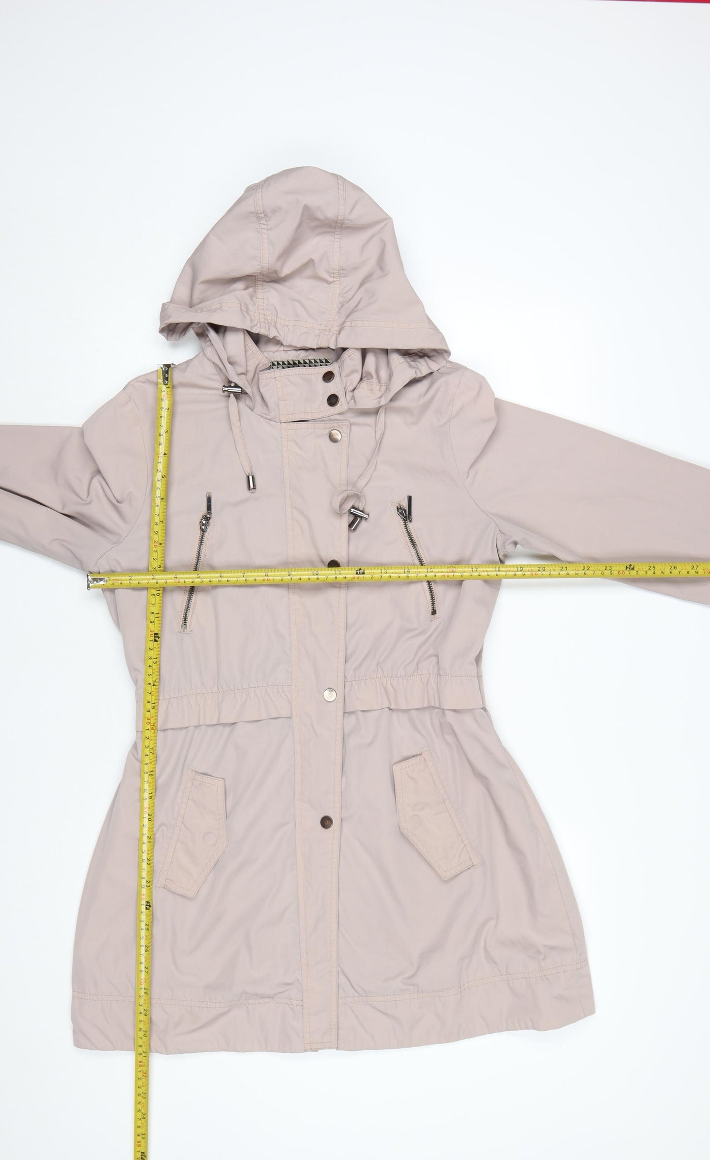 Principles by Ben de Lisi Women's Beige Parka Coat Size 12 Hooded Mid-Length