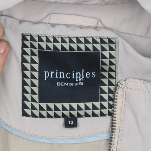 Principles by Ben de Lisi Women's Beige Parka Coat Size 12 Hooded Mid-Length