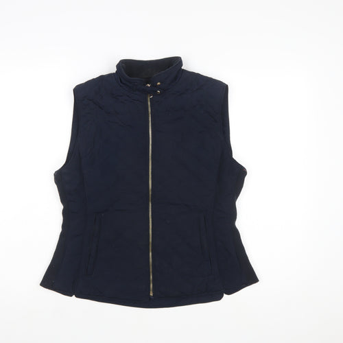 Zara Woman Blue Quilted Sleeveless Waistcoat Women's L
