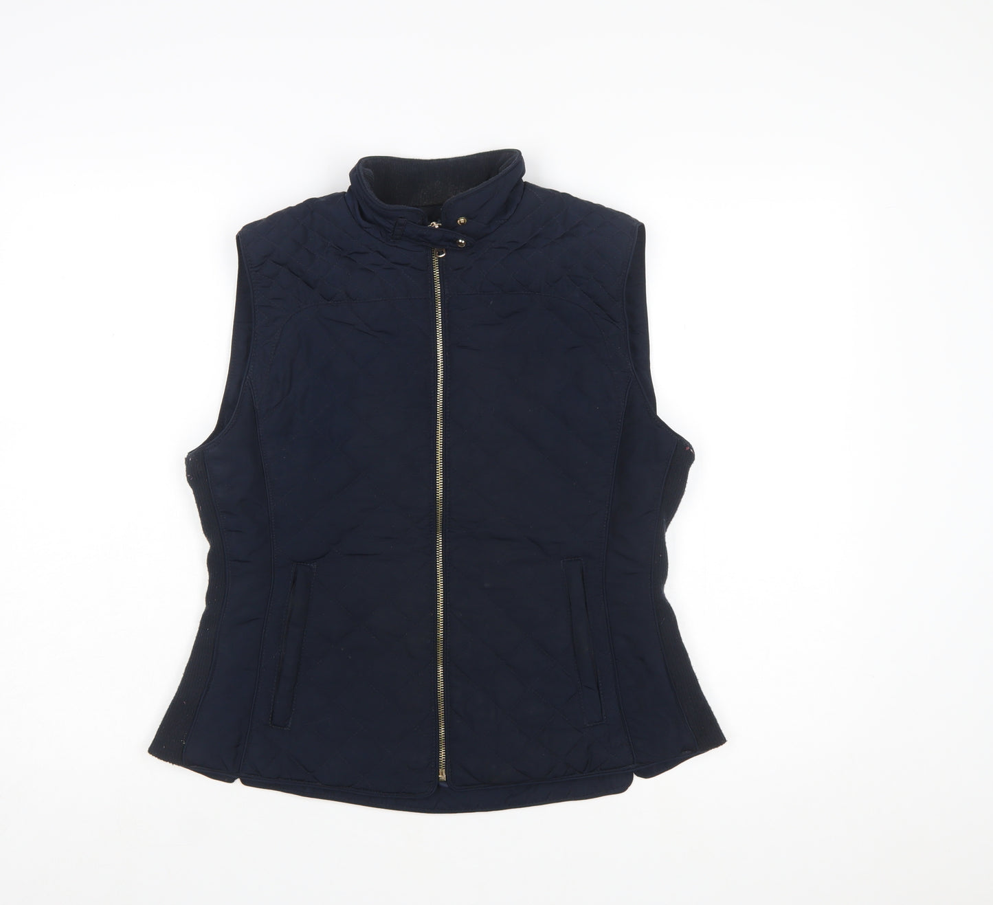Zara Woman Blue Quilted Sleeveless Waistcoat Women's L