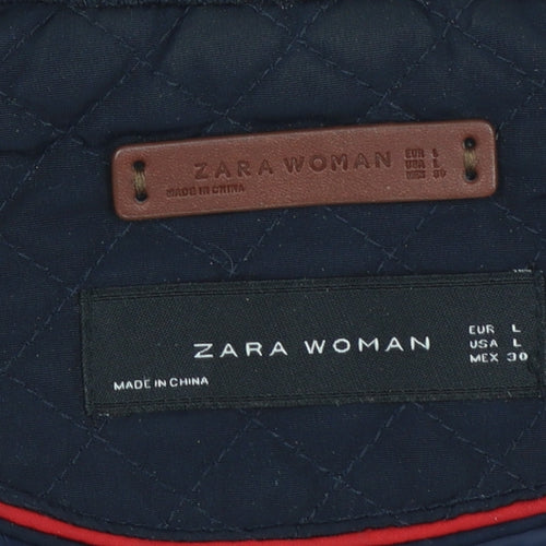 Zara Woman Blue Quilted Sleeveless Waistcoat Women's L