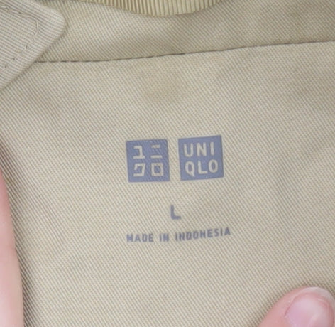 Uniqlo Women's Beige Long Trench Coat L Collared Classic Style
