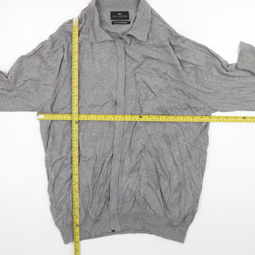 Marks and Spencer Women’s Grey Full Zip Cardigan L Cotton Cashmere