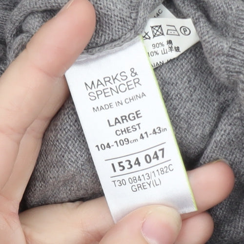 Marks and Spencer Women’s Grey Full Zip Cardigan L Cotton Cashmere