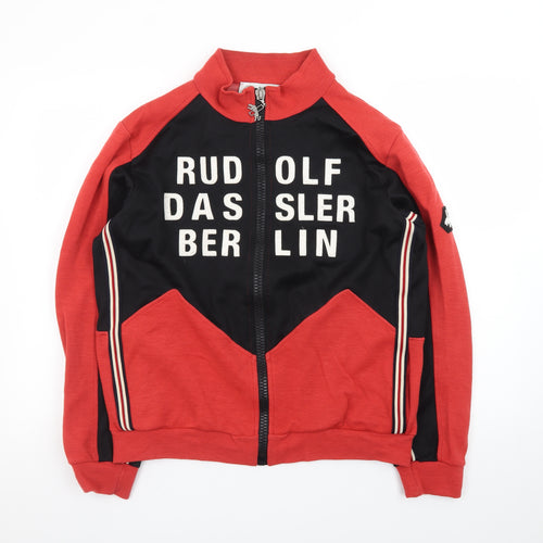 Rudolf Dassler Mens Red Black Full Zip Sweatshirt L Retro Sports Style