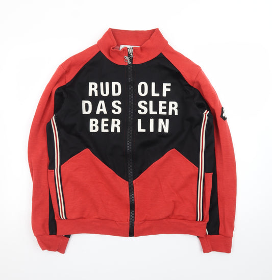 Rudolf Dassler Mens Red Black Full Zip Sweatshirt L Retro Sports Style