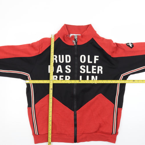 Rudolf Dassler Mens Red Black Full Zip Sweatshirt L Retro Sports Style