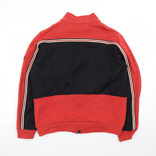 Rudolf Dassler Mens Red Black Full Zip Sweatshirt L Retro Sports Style