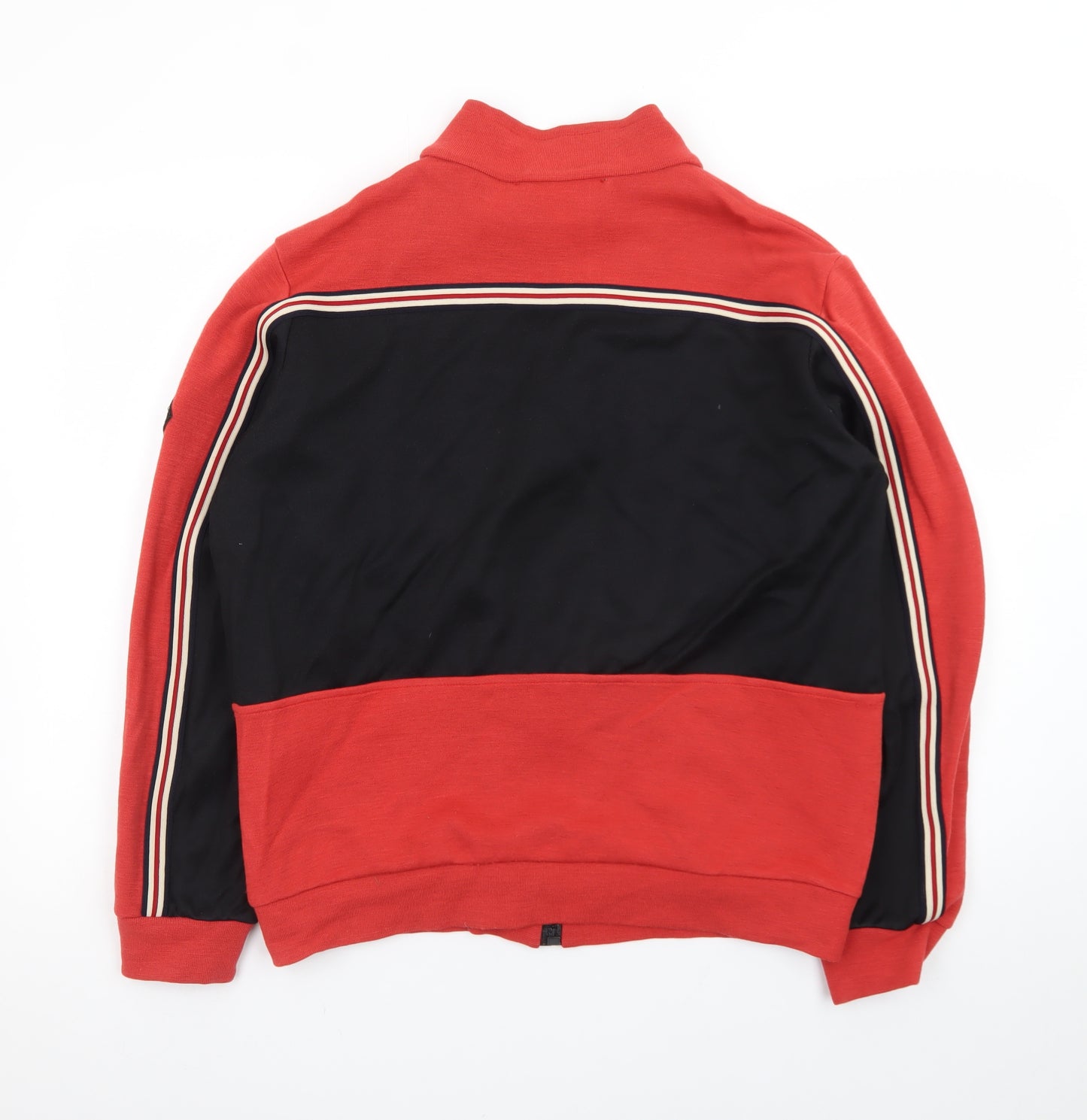 Rudolf Dassler Mens Red Black Full Zip Sweatshirt L Retro Sports Style