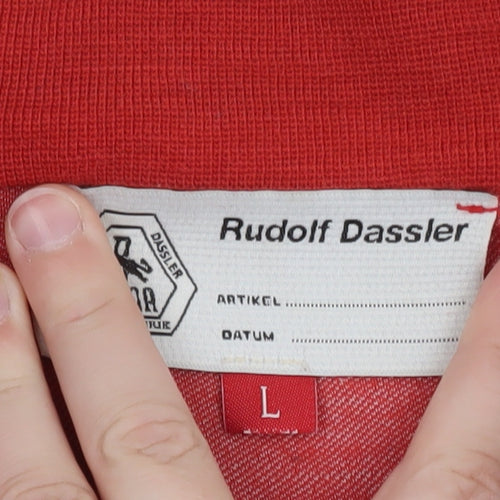 Rudolf Dassler Mens Red Black Full Zip Sweatshirt L Retro Sports Style