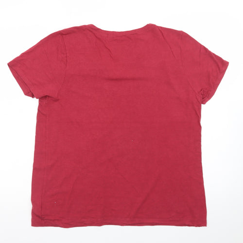 Calvin Klein Men's Red V-Neck Cotton T-Shirt L Lightweight
